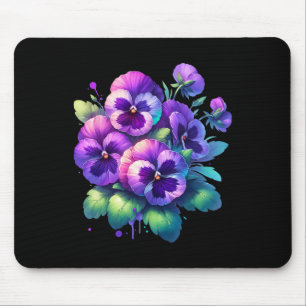 Tapis De Souris Heimerheimer Purple Floral Pansy Démence Heimerhe