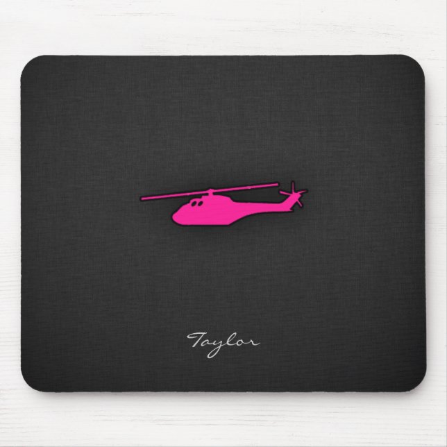 Tapis De Souris Hélicoptère rose chaud (Devant)