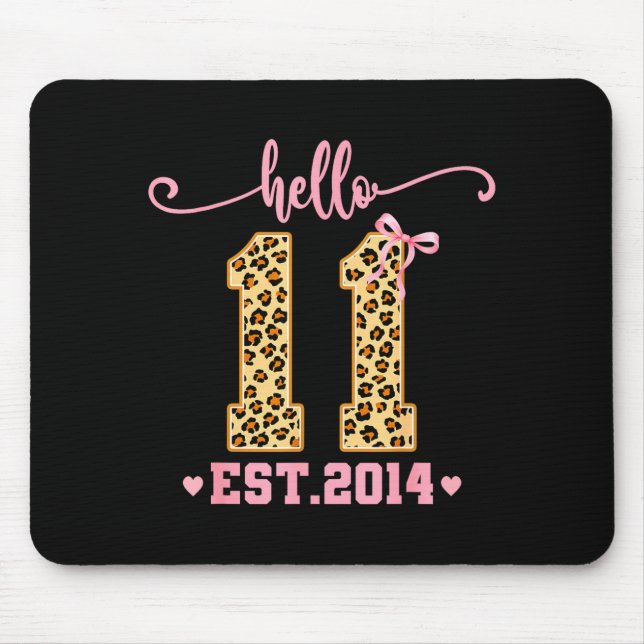 Tapis De Souris Hello Eleven Est 2014 11th Birthday Coquette Bow L (Devant)