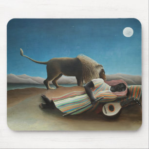 Tapis De Souris Henri Rousseau Dormir Gitan Lion Peinture