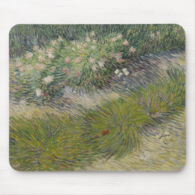 Tapis De Souris Herbes et papillons par Vincent van Gogh (Devant)