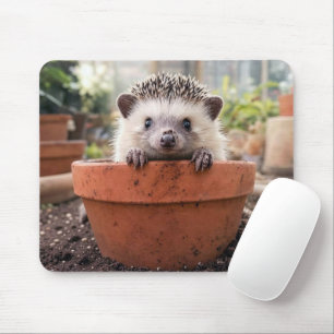 Tapis De Souris Hérisson dans un pot de fleurs en argile