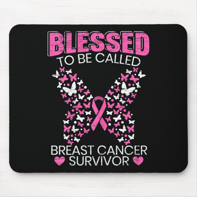 Tapis De Souris Heureux D'Être Appelé Cancer Du Sein Survivant Pin (Devant)
