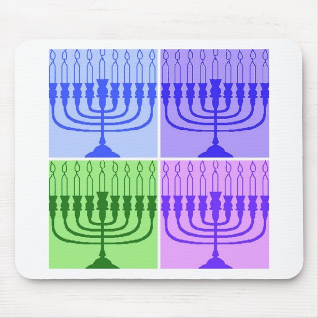 Tapis De Souris Heureux Hanoukka Menorah (Devant)