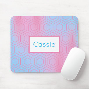 Tapis De Souris Hexagon rose et bleu sur mesure Pastel moderne