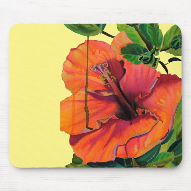Tapis De Souris Hibiscus orange Été tropical (Devant)