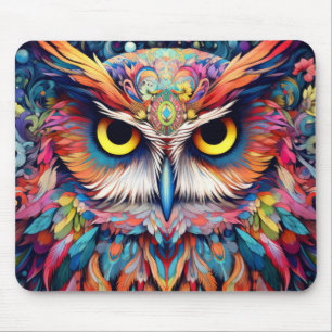 Tapis De Souris Hibou animal coloré Enchanter Abstrait