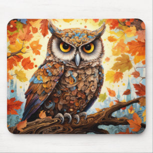 Tapis De Souris Hibou animal coloré Enchanter Abstrait