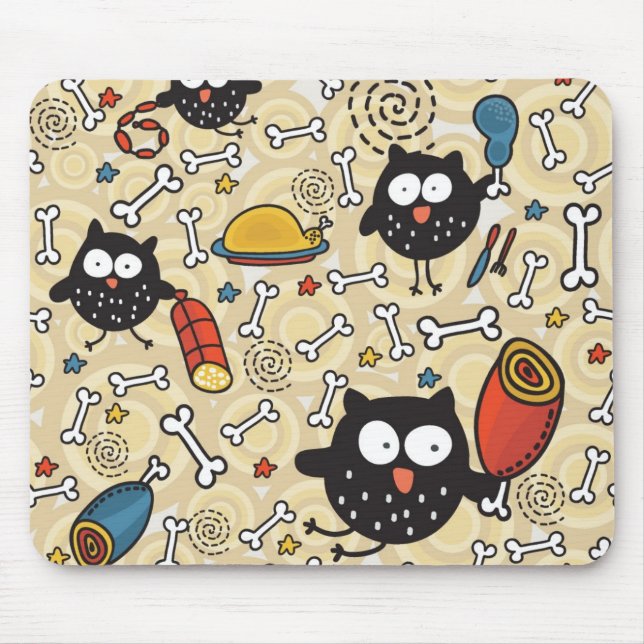 Tapis De Souris Hibou avec le motif de viande (Devant)