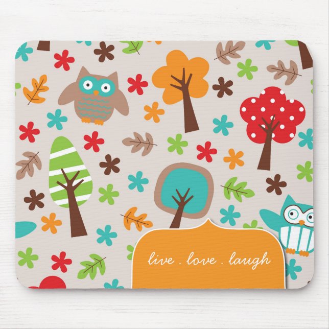 Tapis De Souris Hibou coloré et lunatique Mousepad (Devant)