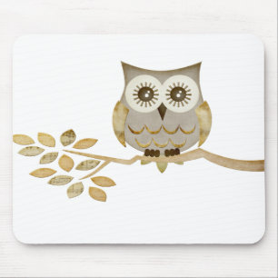 Tapis De Souris Hibou large de yeux dans l'arbre Mousepad