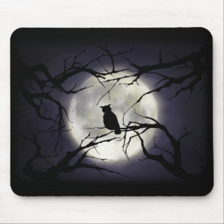 Tapis De Souris Hibou magique de lune sur la branche Mousepad