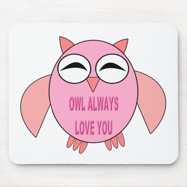 Tapis De Souris Hibou mignon Mousepad de message d'amour (Devant)