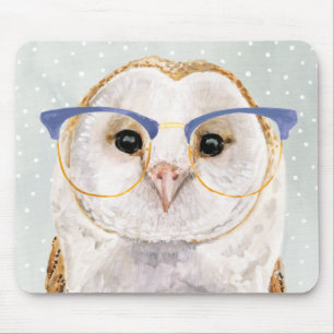 Tapis De Souris Hibou sage Quatre-Eyed du forestier  