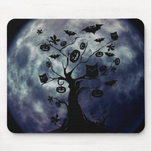 Tapis De Souris Hiboux déplaisants heureux de Halloween sur un