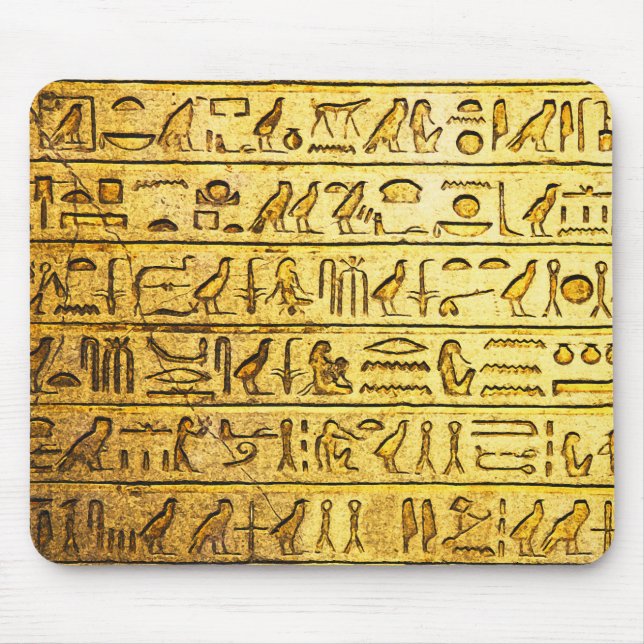 Tapis De Souris Hiéroglyphes égyptiens antiques Souris jaune (Devant)