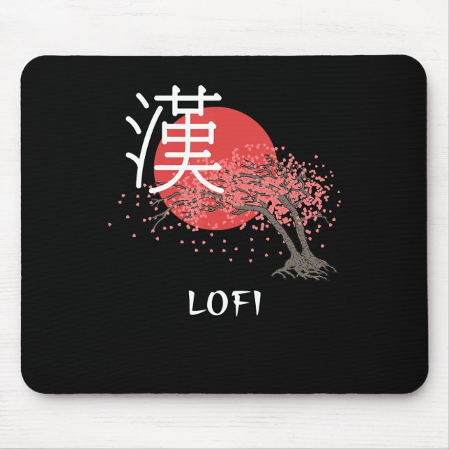 Tapis De Souris Hip hop japonais Lofi Kanji Cherry Blossom Lofi (Devant)