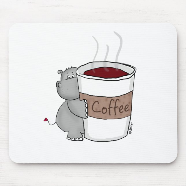 Tapis De Souris Hippopotame avec du café (Devant)