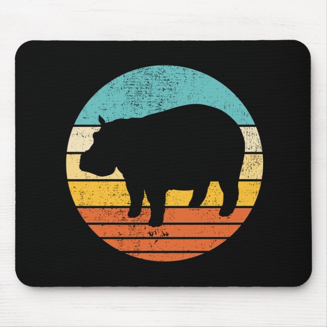 Tapis De Souris Hippopotomas Soleil rétro (Devant)