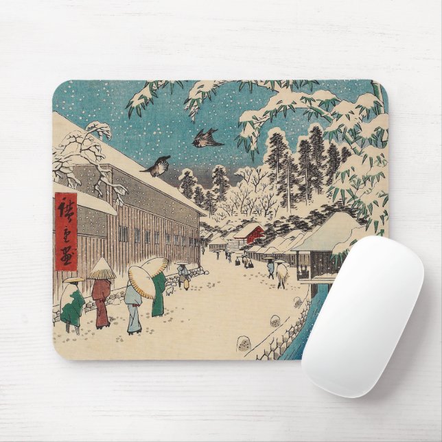 Tapis De Souris Hiroshige hiver paysage Japon pays (Avec souris)