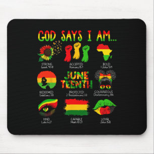 Tapis De Souris Histoire des Noirs Juneteenth Dieu dit que je suis