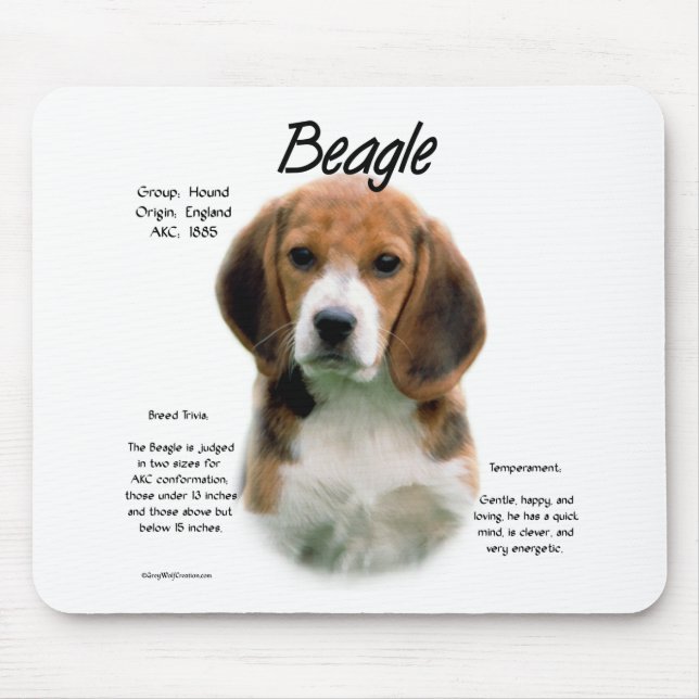 Tapis De Souris Histoire du beagle ; Tout sur les Beagles (Devant)