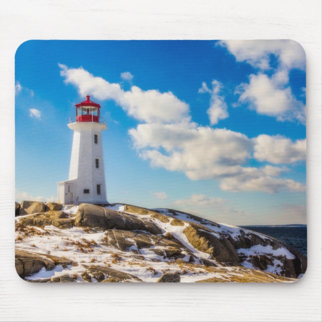 Tapis De Souris Hiver du phare | en crique de Peggy, la (Devant)