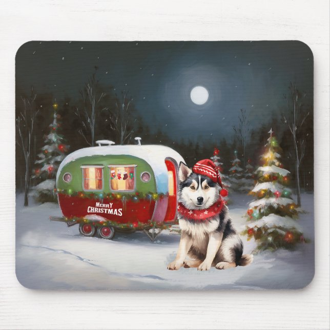 Tapis De Souris Hiver Sibérie Husky Caravan Christmas Adventure (Devant)