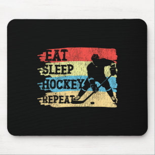 Tapis De Souris Hockey sur glace Vintage Rétro Manger Dormir Hocke