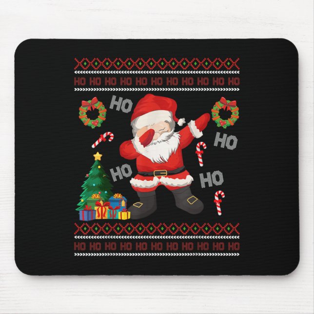 Tapis De Souris Hohoho Santa Claus Dabbing laids Sweat de Noël (Devant)