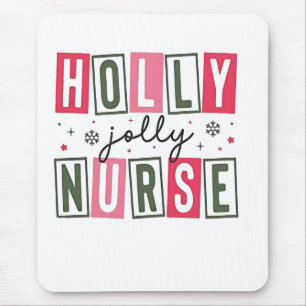 Tapis De Souris Holly Jolly Infirmière Noël Noël Noël Noël Noël No