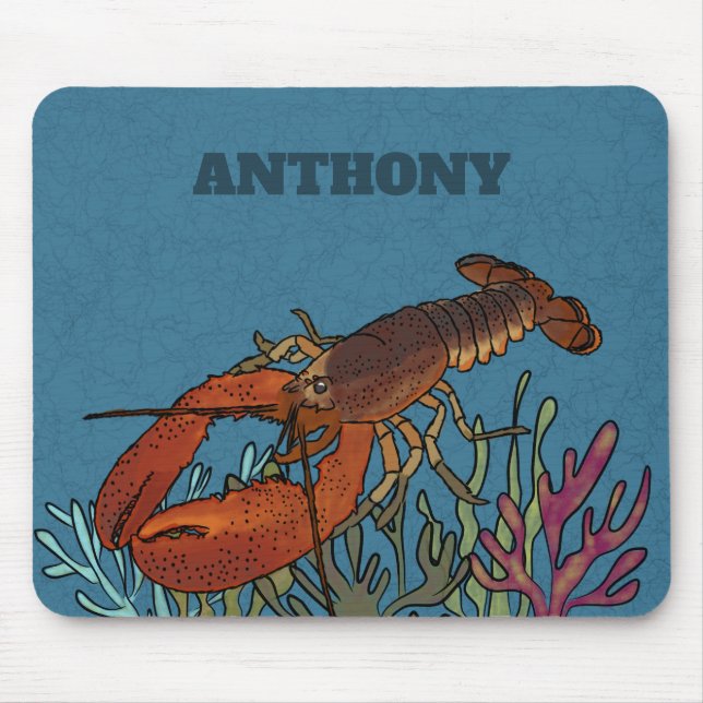 Tapis De Souris Homard dans une Mer Bleue Personnalisé (Devant)