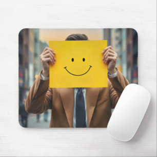 Tapis De Souris Homme D'Affaires Avec Smile Jaune Signe Visage