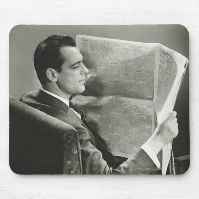 Tapis De Souris Homme d'affaires lisant le journal (Devant)