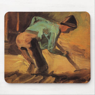 Tapis De Souris Homme penché avec bâton, bêche de Vincent van Gogh
