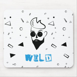 Tapis De Souris Homme sauvage - Homme croqué en noir, blanc et ble