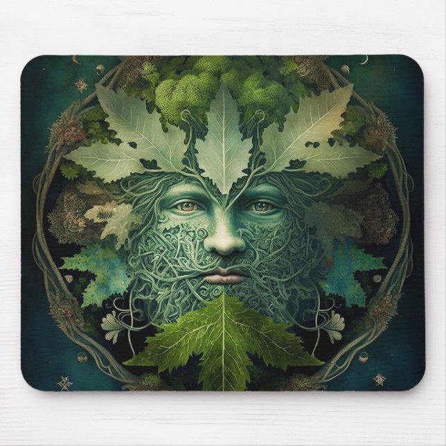 Tapis De Souris Homme vert Mandala Imaginaire Art (Devant)