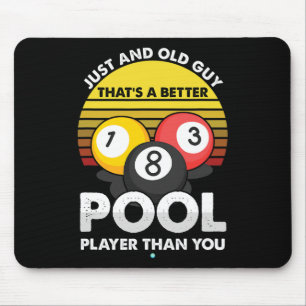 Tapis De Souris Homme Vieux Lecteur de piscine Guy - Drôle Billard