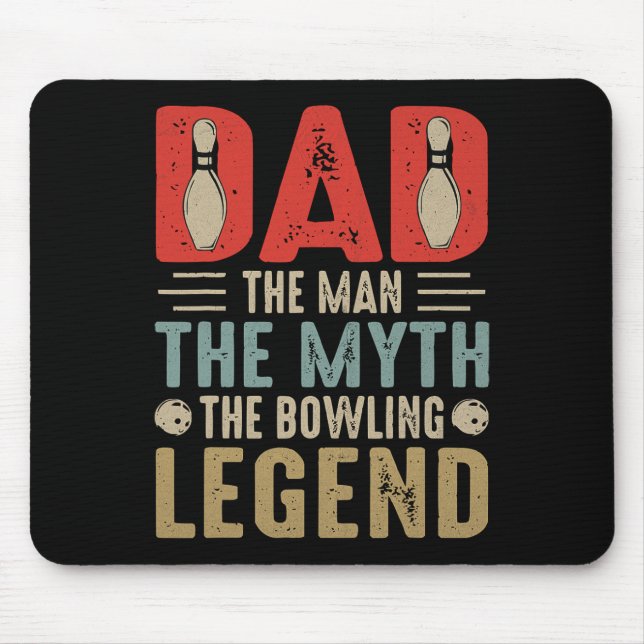 Tapis De Souris Hommes Funny Bowler Papa Bowling Legend Fête des p (Devant)