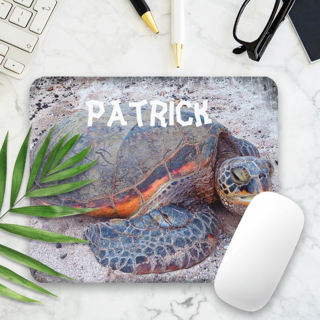 Tapis De Souris Honu Tropical Hawaii Sea Turtle Photo Nom personna (Créateur téléchargé)