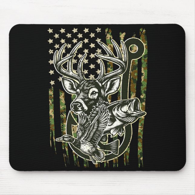 Tapis De Souris Hook Antler Heart Love Fishing Hunting Fish Deer H (Devant)