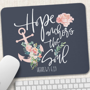 Tapis De Souris Hope Ancres L'âme Floral Religieux