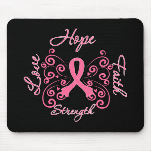 Tapis De Souris Hope Faith Love Strengve Cancer du sein