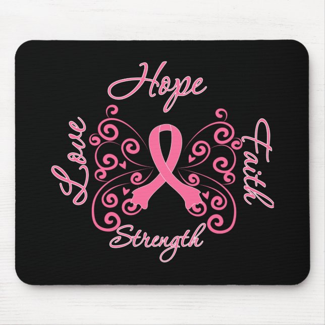 Tapis De Souris Hope Faith Love Strengve Cancer du sein (Devant)