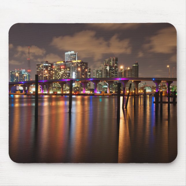 Tapis De Souris Horizon de Miami la nuit - Mousepad (Devant)