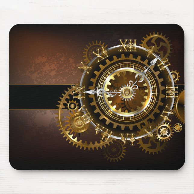Tapis De Souris Horloge Steampunk avec des engrenages anciens (Devant)