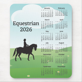 Tapis De Souris Horseback Riding Design 2026 Calendar Mouse Pad