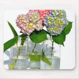 Tapis De Souris Hortensias et pot Mason