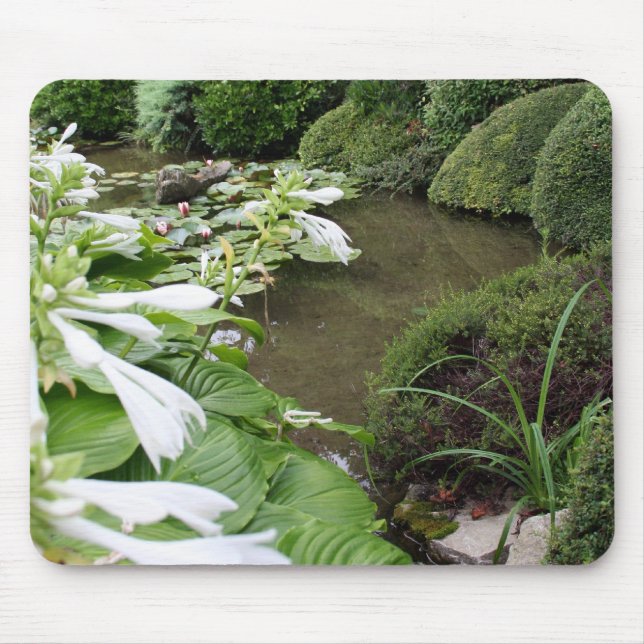Tapis De Souris Hosta dans un jardin zen Mousepad (Devant)