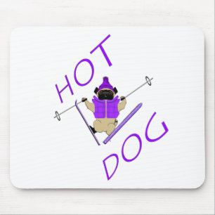 Tapis De Souris Hot Dog Funny Ski Carlin violet Veste et Skis